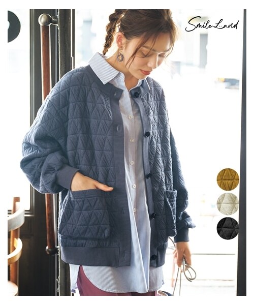 nissen（ニッセン）の「大きいサイズカットキルトゆるシルエットカーディガン（カーディガン/ボレロ・レディース・マスタード/アイボリー/グレイッシュブルー/黒・L~LL相当/3L~4L相当/5L~6L相当/8L相当/10L相当）」の21枚目の写真