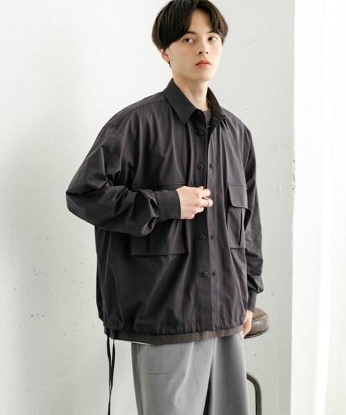 SENSE OF PLACE by URBAN RESEARCH(センスオブプレイスバイアーバンリサーチ)の「ドットメッシュダブルポケットロングスリーブシャツ(シャツ/ブラウス・メンズ・L.PINK/CHARCOAL/GREEN・M/L)」の9枚目の写真