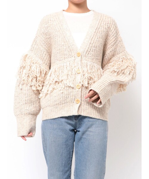 フリンジデザインニットカーディガン