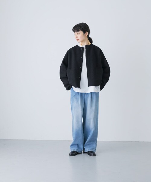 かぐれ（カグレ）の「圧縮ウールショートジャケット（ノーカラージャケット・レディース・GREGE/BLACK・Free）」の7枚目の写真