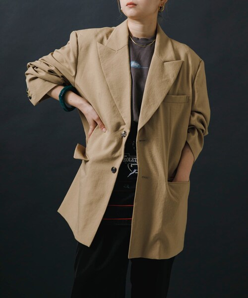 URBAN RESEARCH(アーバンリサーチ)の「NOMARHYTHM TEXTILE Wide Lapel Tailored Jk(テーラードジャケット・レディース・Black/Beige・1)」の3枚目の写真