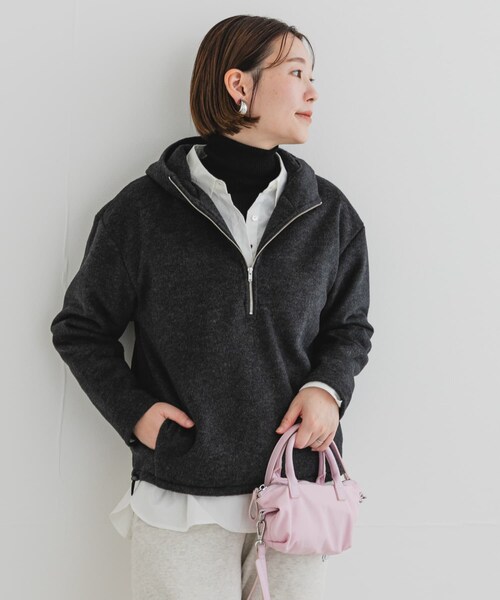 F by ROSSO　シャギーフリースハーフZIPパーカー
