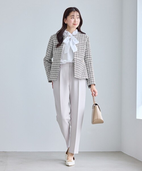 ROPE' PICNIC（ロペピクニック）の「【WEB限定カラー】ツイードフレアジャケット/入卒式・セレモニー対応・リンクコーデ（ノーカラージャケット・レディース・ブラック系/ライトグレー/オフホワイト/ネイビー・L/M）」の18枚目の写真