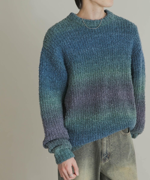 SENSE OF PLACE by URBAN RESEARCH（センスオブプレイスバイアーバンリサーチ）の「『ユニセックス』ブークレグラデーションニット（ニット/セーター・メンズ・L.GRAY/CHARCOAL/BLUE/ORANGE/YELLOW/BROWN・M/L）」の20枚目の写真