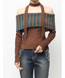 EVRIS | チョーカーSETオフショルニットトップス(ニット/セーター)