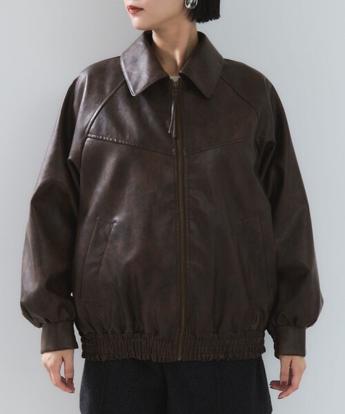 VIS（ビス）の「合皮＆スエードライクジップアップブルゾン（ブルゾン・レディース・ダークブラウン/ダークブラウン系/ピンク系・F）」の20枚目の写真