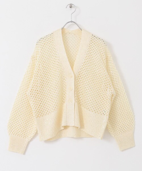 SENSE OF PLACE by URBAN RESEARCH（センスオブプレイスバイアーバンリサーチ）の「スパンコールメッシュカーディガン（カーディガン/ボレロ・レディース・CHARCOAL/IVORY/YELLOW・one）」の21枚目の写真