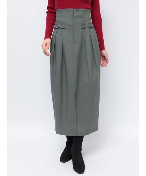 dazzlin（ダズリン）の「ベルトコルセットスラックスライクスカート（スカート・レディース・アイボリー/チャコールグレー/ピンク/グリーン・S/M/L）」の15枚目の写真