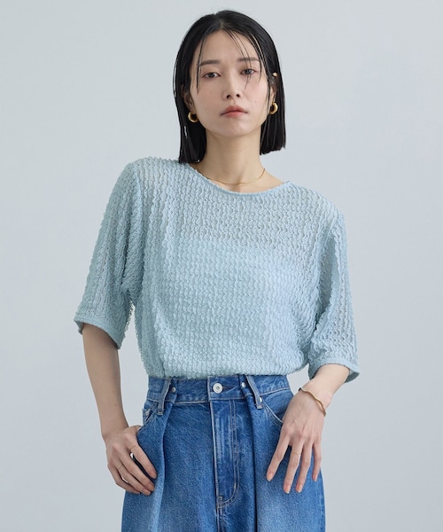 ADAM ET ROPE'(アダムエロペ)の「【WEB限定】ティアードラッセルシアーTシャツ(Tシャツ/カットソー・レディース・ブラック/ホワイト/サックス・F)」の7枚目の写真