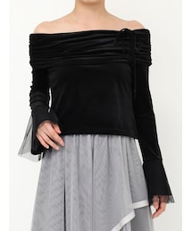 dazzlin | シアーベロアオフショルトップス(Tシャツ/カットソー)