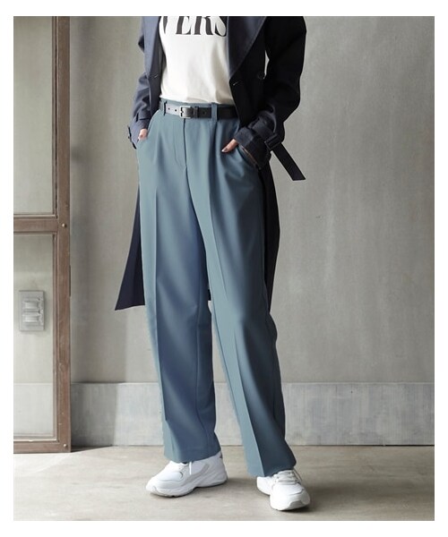 nissen（ニッセン）の「大きいサイズこなれBEAUTYストレッチワイドパンツ（ゆったりヒップ）（パンツ・レディース・ベージュ/スモーキーグリーン/スモーキーパープル/黒/【没】ブラウン系グレンチェック/グレイッシュブルー/ネイビー・L/LL/3L/4L/5L/6L/8L/10L/M）」の11枚目の写真