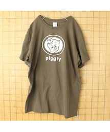 USA GILDAN Piggly Wiggly 両面プリント 半袖 Tシャツ ベージュグレー メンズL アメリカ古着