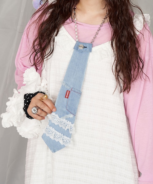 CIAOPANIC（チャオパニック）の「【Me＋Me/ミープラスミー】デニムネクタイネックレス（ネックレス・レディース・インディゴブルー/スカイブルー・ONE）」の2枚目の写真