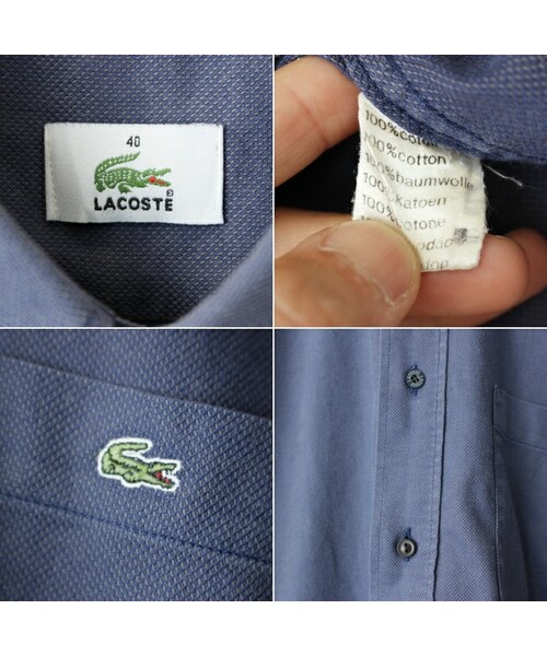 FRENCH LACOSTE（フレンチラコステ）の「90s 00s フレンチラコステ Lacoste 半袖 ボタンダウンシャツ ネイビー ブルー メンズL相当 ヨーロッパ古着（シャツ/ブラウス・レディース・ブルー・L）」の2枚目の写真
