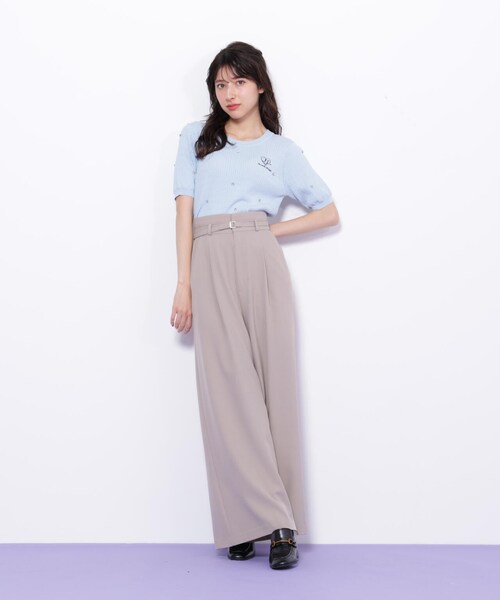 GARDEN（ガーデン）の「細ベルト付きワイドパンツ（パンツ・ベージュ・S/M）」の4枚目の写真