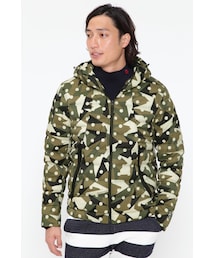 BEAVER | ナイロンタスランストレッチドビー 中綿キルティングフーディジャケット ＜カモドット柄＞