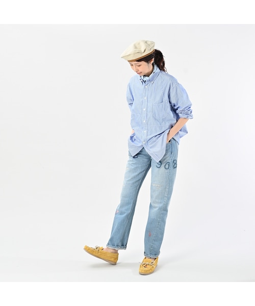 45R フォーティーファイブアール 綿麻ざっくりデニムの刺繍コート 45R フォーティーファイブアール 綿麻ざっくりデニムの刺繍コート-Nuna