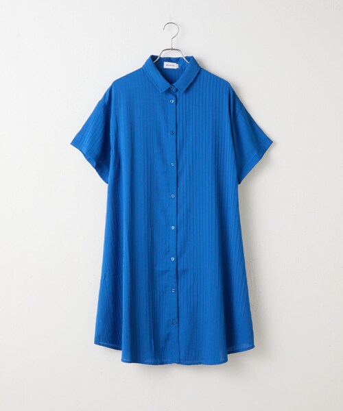 COLONY 2139(コロニートゥーワンスリーナイン)の「バンプストライプロングシャツ(シャツワンピース・レディース・オフホワイト/ブルー/ブラック・F)」の3枚目の写真