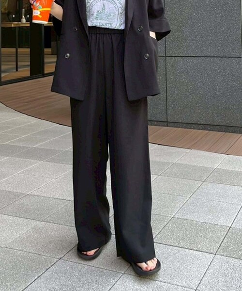 CIAOPANIC TYPY（チャオパニックティピー）の「【パルクロ限定】（PONてら企画）テックリネンワイドパンツ（パンツ・レディース・アイボリー/ベージュ/グレー/ブラウン/ブラック・S/L/M）」の2枚目の写真