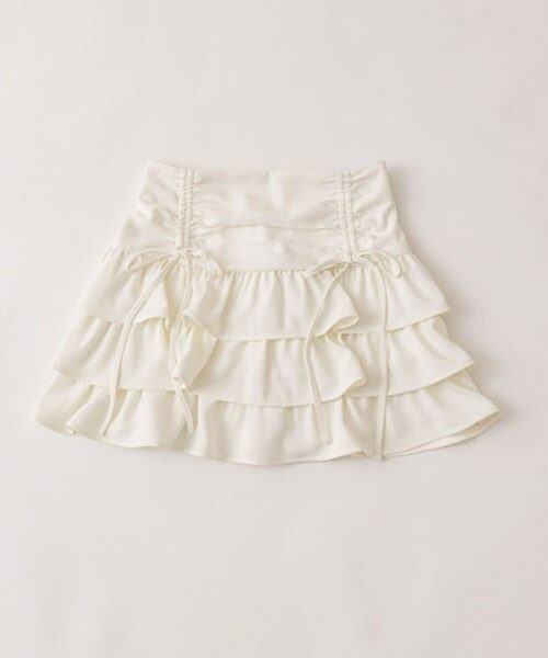 OLIVE des OLIVE（オリーブデオリーブ）の「ドロストティアードミニスカート（スカート・レディース・チャコールグレー/ネイビー/オフホワイト・FREE）」の2枚目の写真