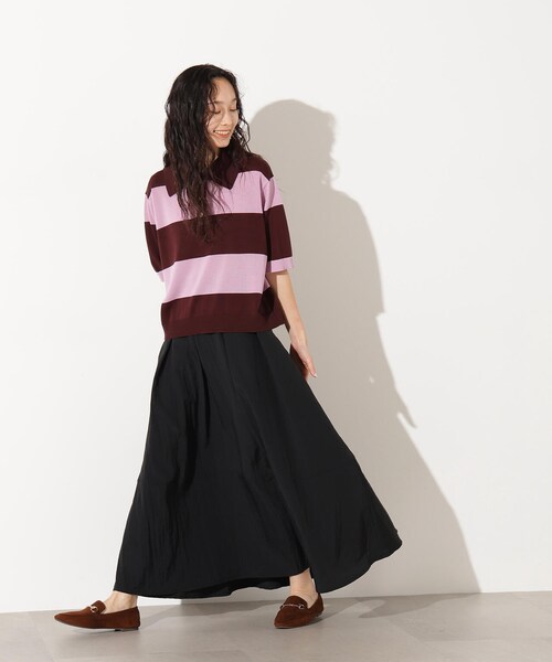 GARDEN（ガーデン）の「ボーダーポロニット（トップス・チャコール×ベージュ/ブラウン×ピンク/ネイビー×ブラウン・M）」の13枚目の写真