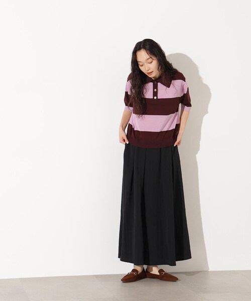 GARDEN（ガーデン）の「ボーダーポロニット（トップス・チャコール×ベージュ/ブラウン×ピンク/ネイビー×ブラウン・M）」の12枚目の写真