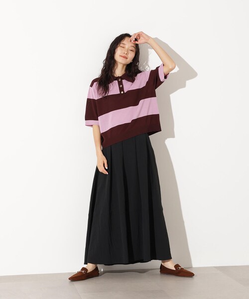 GARDEN（ガーデン）の「ボーダーポロニット（トップス・チャコール×ベージュ/ブラウン×ピンク/ネイビー×ブラウン・M）」の15枚目の写真