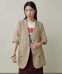 Omekashi（オメカシ）の「シアーメッシュ5分袖ジャケット（テーラード