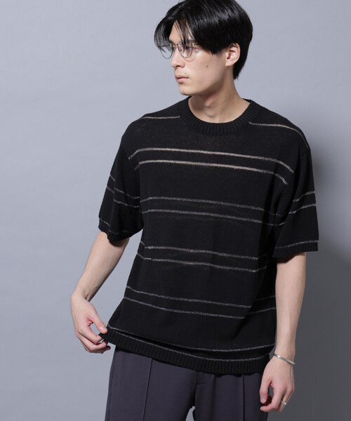 GARDEN（ガーデン）の「ブークレーラメボーダー ニットTシャツ（トップス・メンズ・ブラック/ホワイト・M/L）」の10枚目の写真