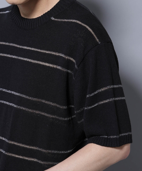 GARDEN（ガーデン）の「ブークレーラメボーダー ニットTシャツ（トップス・メンズ・ブラック/ホワイト・M/L）」の20枚目の写真