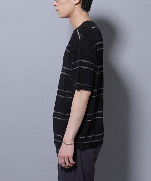 GARDEN（ガーデン）の「ブークレーラメボーダー ニットTシャツ（トップス・メンズ・ブラック/ホワイト・M/L）」の17枚目の写真
