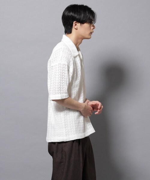 GARDEN（ガーデン）の「メッシュラッセル スキッパーポロ（トップス・メンズ・ホワイト/ブラウン・M/L）」の11枚目の写真