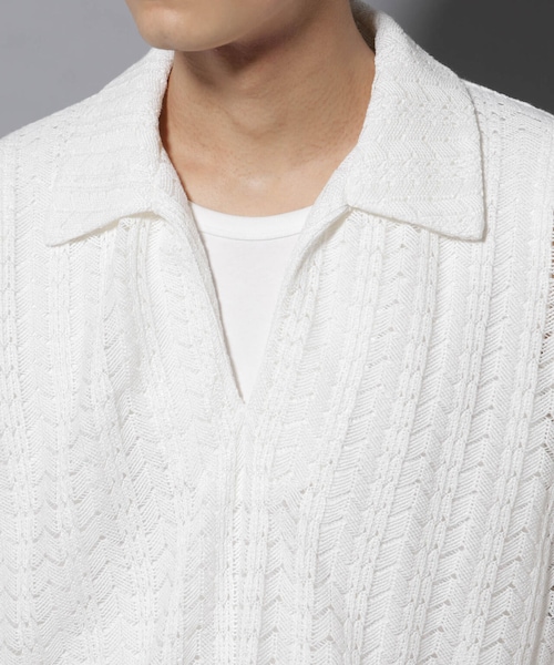 GARDEN（ガーデン）の「メッシュラッセル スキッパーポロ（トップス・メンズ・ホワイト/ブラウン・M/L）」の19枚目の写真