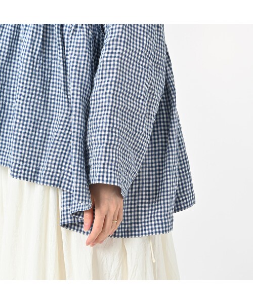 ONEONE インドリネンのギャザーブラウス 7日まで限定出品】45R ONEONE