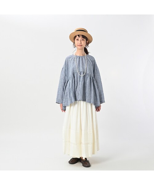 ONEONE インドリネンのギャザーブラウス 7日まで限定出品】45R ONEONE