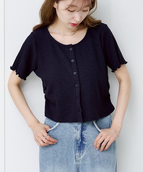 Kastane（カスタネ）の「スラブリブカーディガン（トップス・レディース・サックスブルー/アイボリー/ネイビー・F）」の3枚目の写真