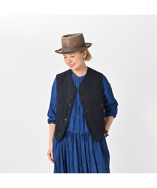 45R（フォーティファイブアール）の「ダックの908ベスト（インディゴ）（ジャケット/アウター・レディース・73-インディゴ・01-XS/02-S/03-M/04-L）」の5枚目の写真