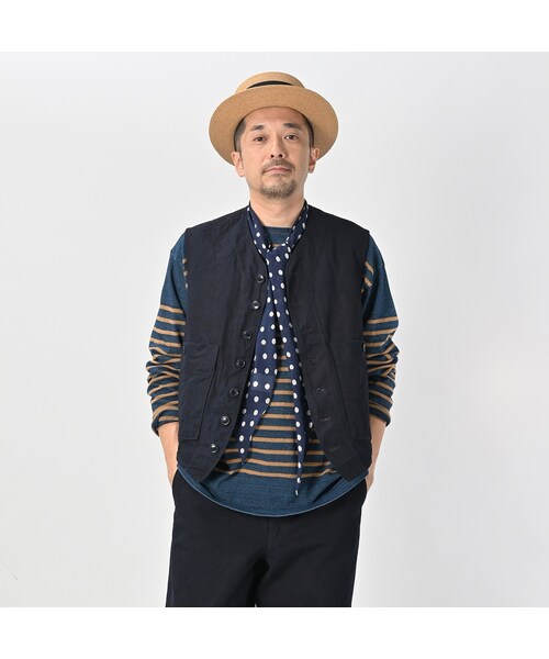 45R（フォーティファイブアール）の「ダックの908ベスト（インディゴ）（ジャケット/アウター・レディース・73-インディゴ・01-XS/02-S/03-M/04-L）」の8枚目の写真