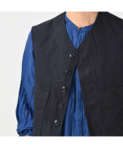 45R（フォーティファイブアール）の「ダックの908ベスト（インディゴ）（ジャケット/アウター・レディース・73-インディゴ・01-XS/02-S/03-M/04-L）」の11枚目の写真