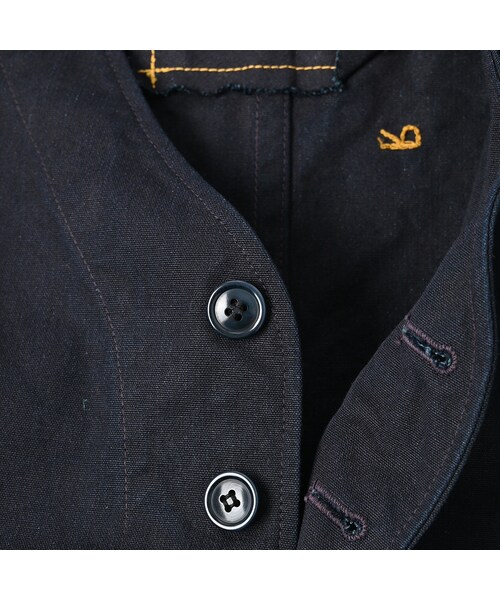 45R（フォーティファイブアール）の「ダックの908ベスト（インディゴ）（ジャケット/アウター・レディース・73-インディゴ・01-XS/02-S/03-M/04-L）」の15枚目の写真