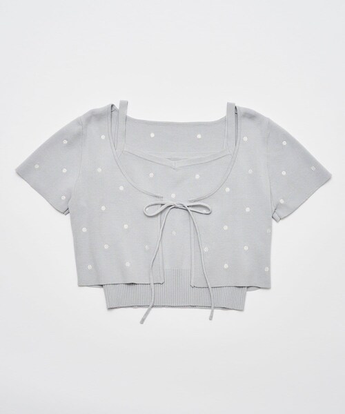 OLIVE des OLIVE（オリーブデオリーブ）の「ドットボレロアンサンブル（トップス・レディース・オフホワイト/ブラック/サックスブルー・FREE）」の3枚目の写真
