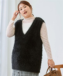 nissen | ＜大きいサイズ＞シャギーベスト(ベスト)