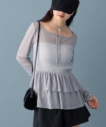 mystic ドットティアードプルオーバー　ホワイト　ドット mystic tシャツ 「IVO10月中お届け！」ドットティアードプル