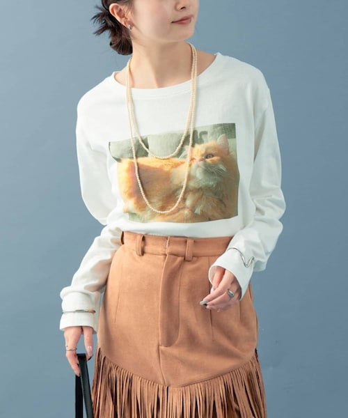 mystic（ミスティック）の「CATフォトロンT（Tシャツ/カットソー・レディース・アイボリー/オフホワイト・F）」の2枚目の写真