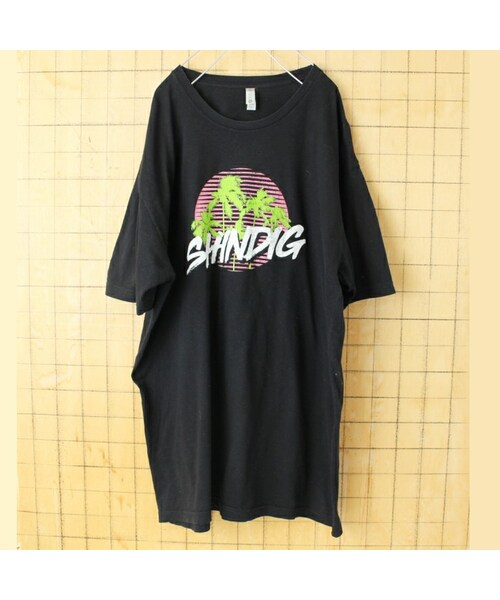 --(--)の「USA NEXT LEVEL APPAREL SHINDIG 半袖 プリントTシャツ ブラック メンズXL アメリカ古着(Tシャツ/カットソー・レディース・ブラック・XL)」の1枚目の写真