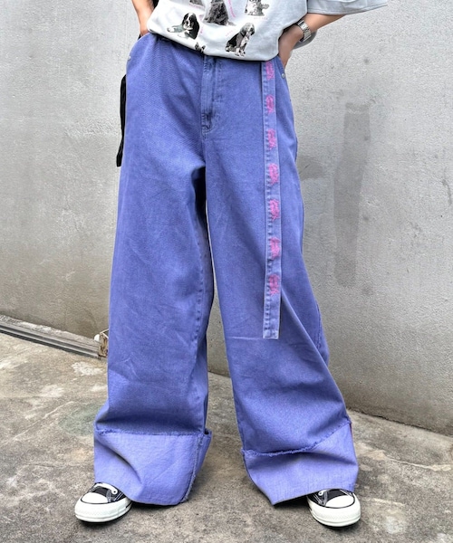 【SG】ロールアップフリンジワイドパンツ