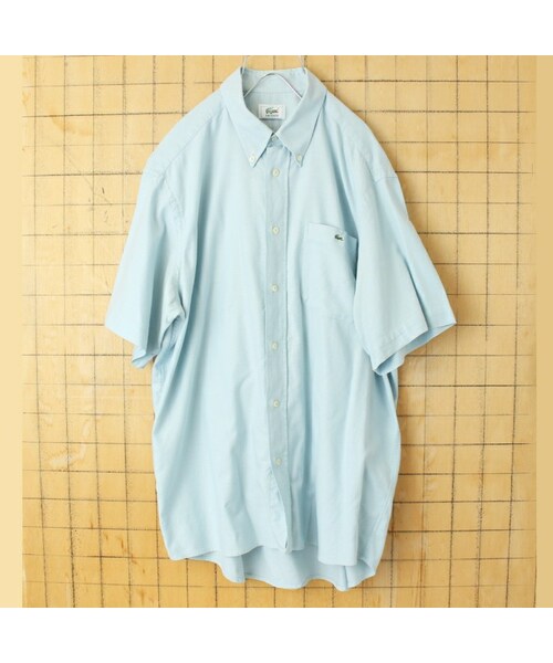 FRENCH LACOSTE(フレンチラコステ)の「80s 90s フレンチラコステ Lacoste 半袖 ボタンダウンシャツ ライトブルー メンズL相当 ヨーロッパ古着(シャツ/ブラウス・レディース・ブルー・L)」の1枚目の写真