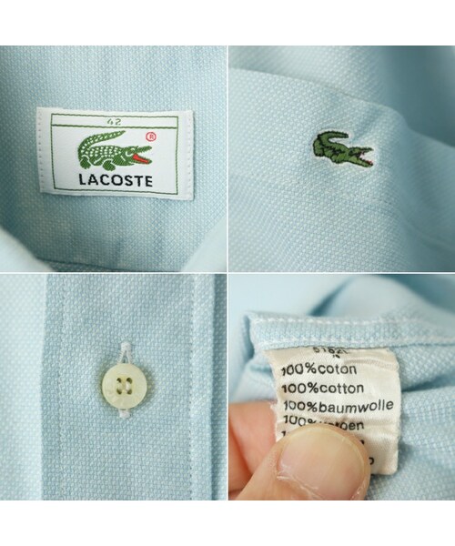 FRENCH LACOSTE(フレンチラコステ)の「80s 90s フレンチラコステ Lacoste 半袖 ボタンダウンシャツ ライトブルー メンズL相当 ヨーロッパ古着(シャツ/ブラウス・レディース・ブルー・L)」の2枚目の写真