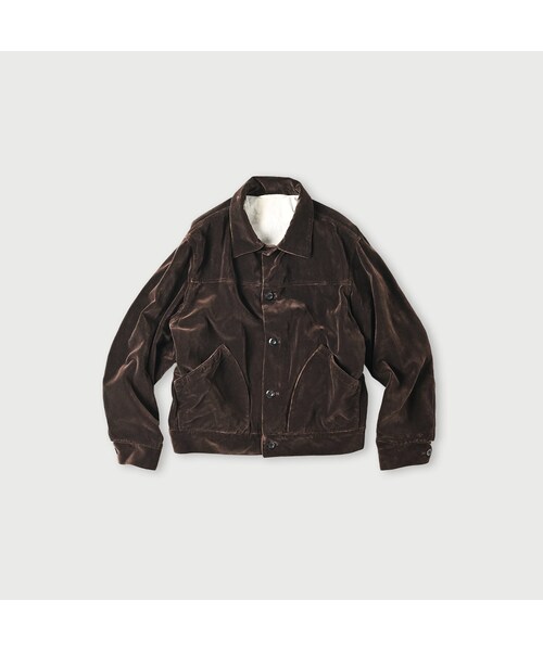 45R（フォーティファイブアール）の「ベルベットのGジャン（ジャケット/アウター・メンズ・77-ミッドナイトネイビー/83-茶・03-M/04-L/05-XL）」の2枚目の写真