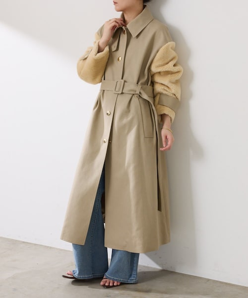 COLLAGE GALLARDAGALANTE（コラージュガリャルダガランテ）の「コンビスリーブトレンチコート（トレンチコート・レディース・チャコールグレー/ベージュ・F）」の2枚目の写真
